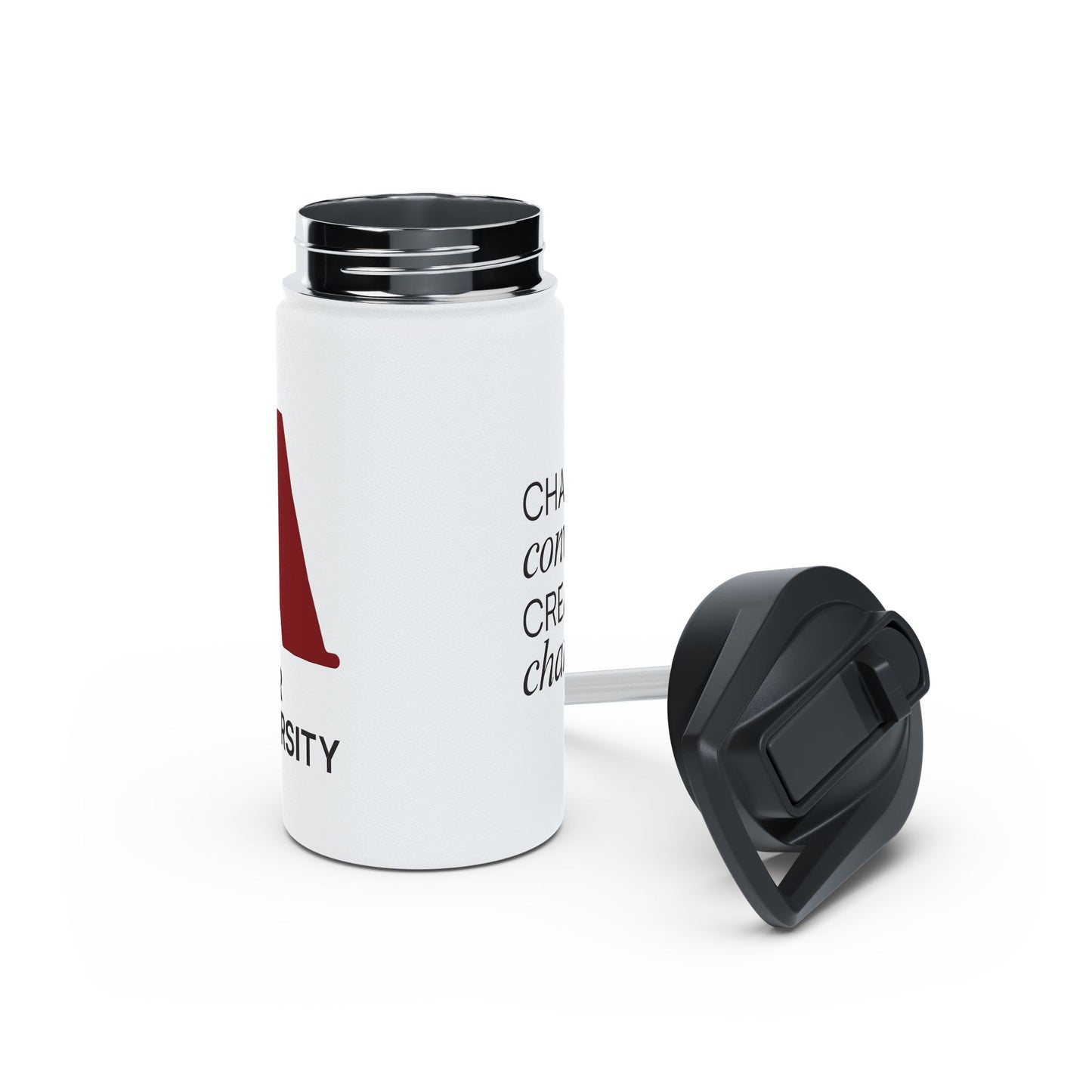 Adler University Logo Stainless Steel Water Bottle, Standard Lid