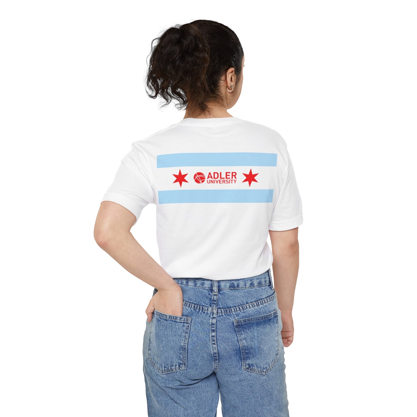 Adler University Chicago Flag Pocket Tee