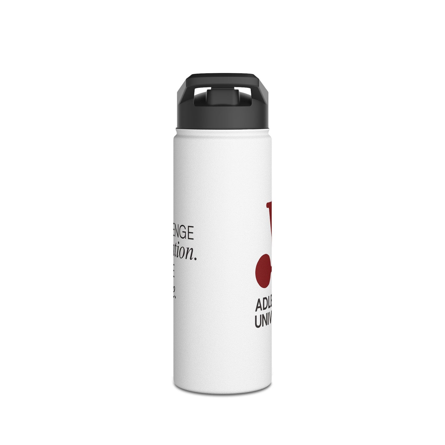 Adler University Logo Stainless Steel Water Bottle, Standard Lid