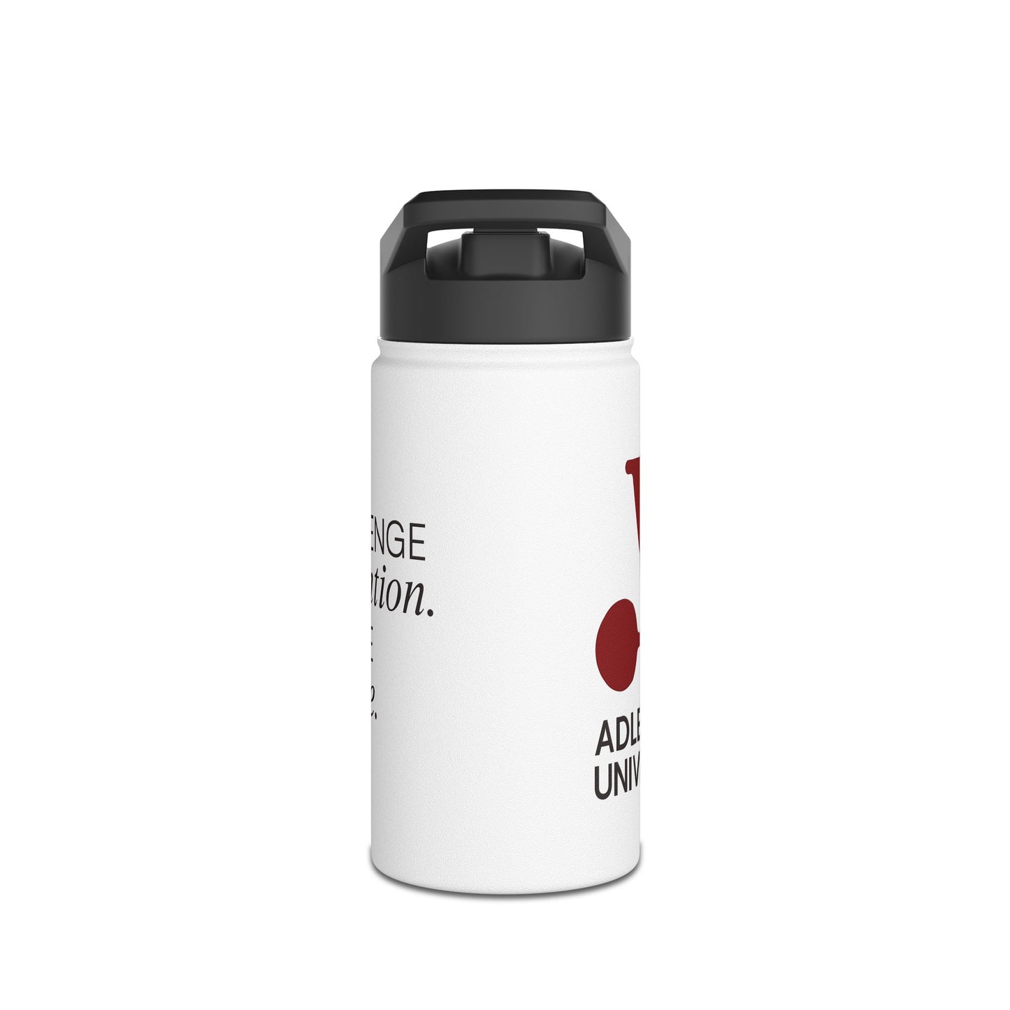 Adler University Logo Stainless Steel Water Bottle, Standard Lid