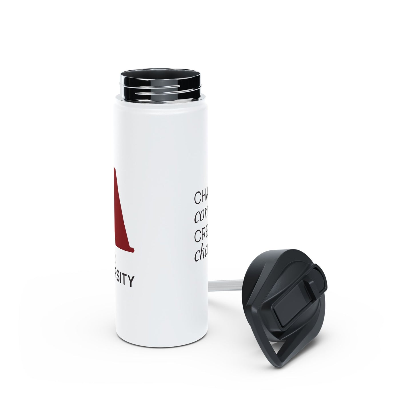 Adler University Logo Stainless Steel Water Bottle, Standard Lid