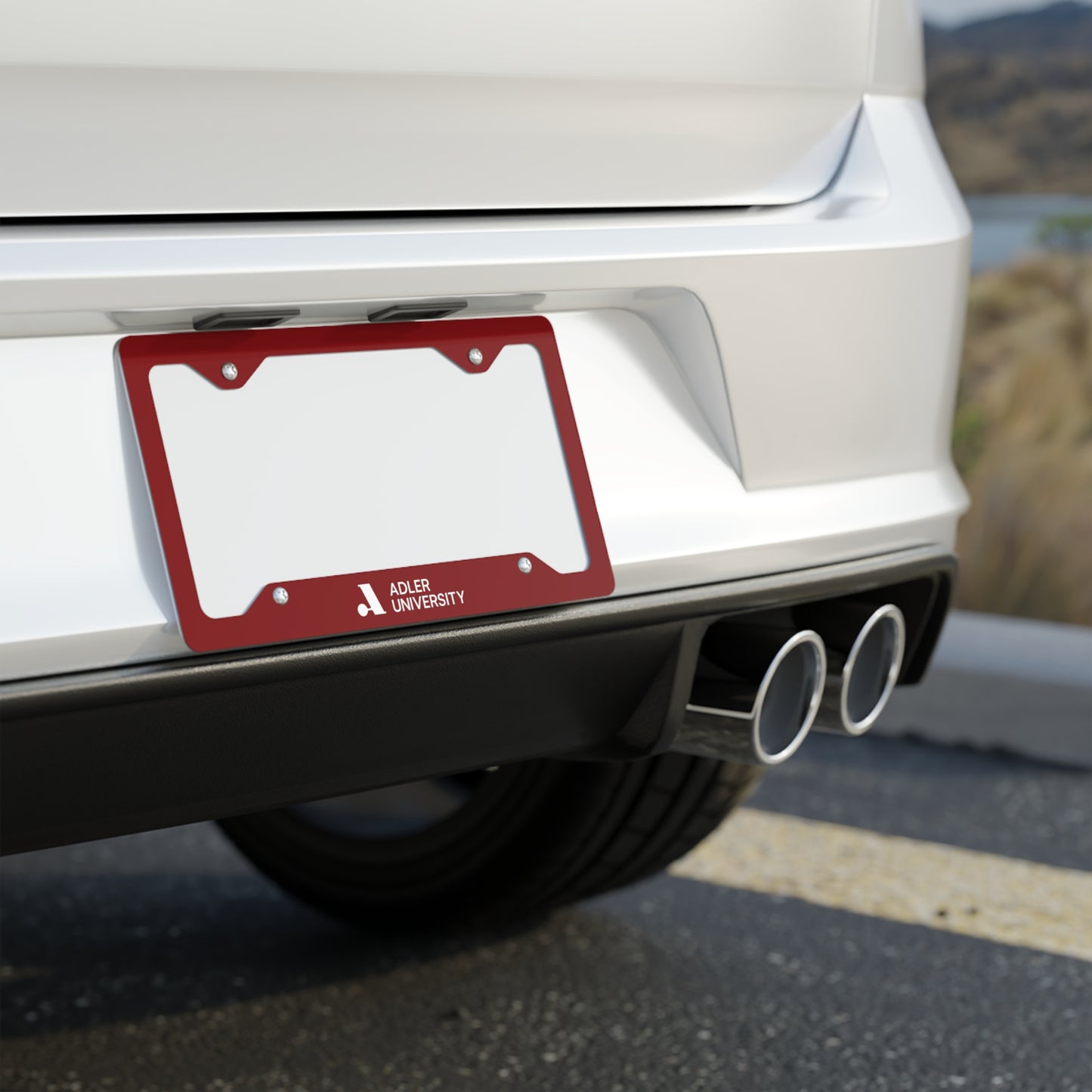 Adler University Metal License Plate Frame
