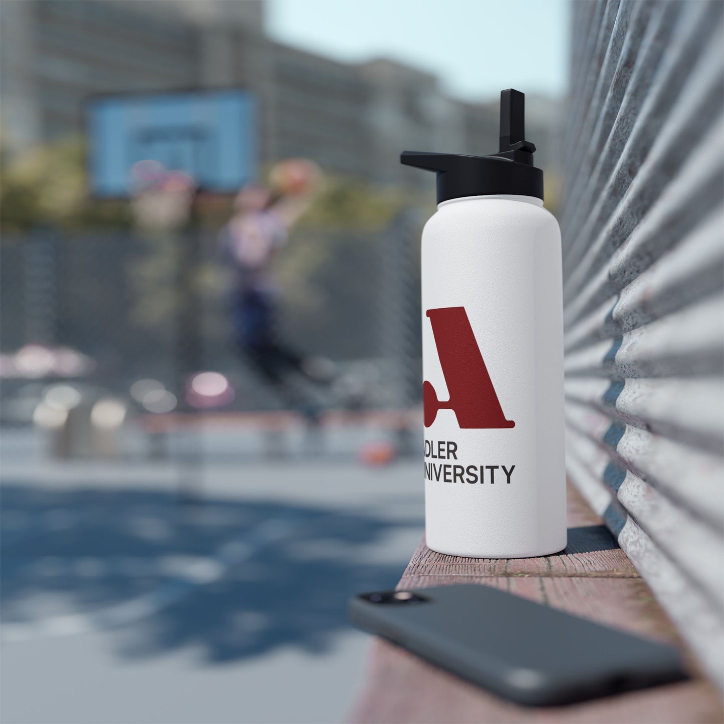 Adler University Logo Stainless Steel Water Bottle, Standard Lid