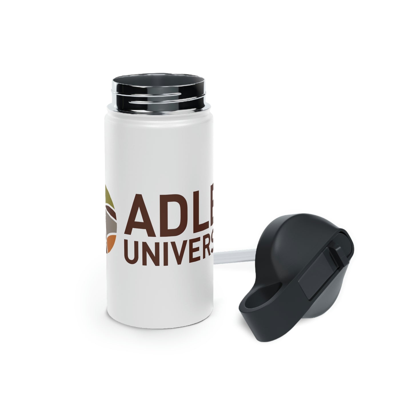 Adler University Logo Stainless Steel Water Bottle, Standard Lid